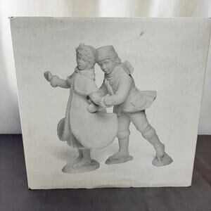 Dept 56 Winter Silhouette Skater's Waltz White Porcelain Vintage 78530 Boxed